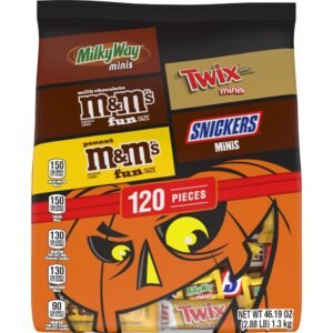 M&M'S, SNICKERS, TWIX & MILKY WAY Milk Chocolate Halloween Candy Bag Variety Pack, Assorted Chocolate Candy for Halloween Party Favors, Trick or Treating and More, 120 Ct Bag