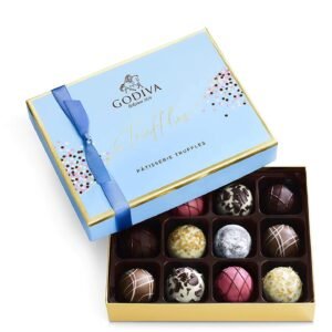 Godiva Chocolatier Patisserie Dessert Chocolate Truffle Gift Box for Birthday, Thank You, Anniversary, Congratulations Gift Basket Gourmet Candy with Creamy Ganache in Assorted Chocolate, 12 pc