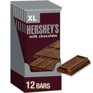 HERSHEY'S Milk Chocolate XL, Candy Bars, Halloween Candy, 4.4 oz (12 Count, 16 Pieces)