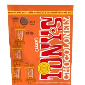 Tony's Chocolonely Milk Chocolate with Caramel and Sea Salt - Belgium Chocolate, Fairtrade & B Corp Certified - 4.44 OZ (1 Pouch)