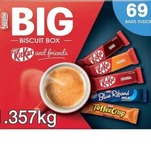 【New User Only】Nestlé Kitkat and Friends Big Biscuit Box | 69 x Chocolate Biscuit Bars – KitKat, Blue Riband, Toffee Crisp | Bulk Chocolate Box 1.357kg X2 boxes